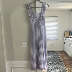 Lavender Gingham Ruffle Jumpsuit